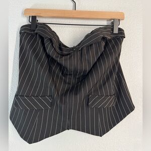 Superdown Black Pinstripe Strapless Top